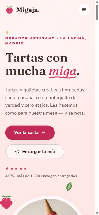 Vista móvil de la landing de Fable 5 a 360 píxeles
