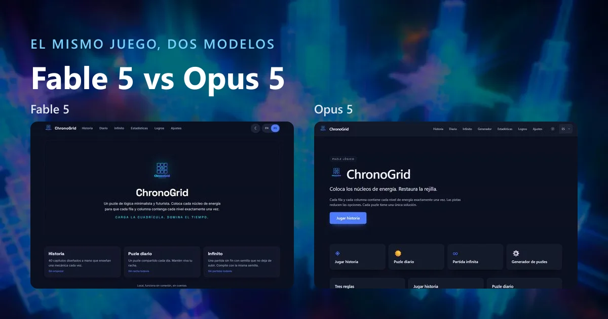 Fable 5 vs Opus 5: dos modelos, la misma especificación, dos juegos distintos