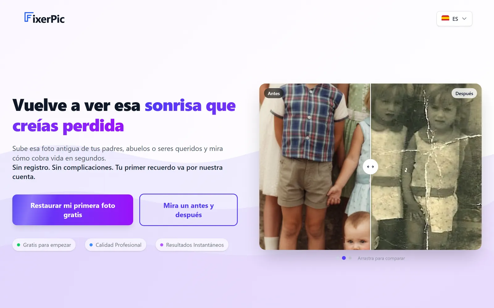 Captura de la interfaz de FixerPic en producción